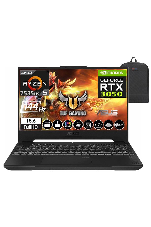 Tuf Gamıng A15 Ryzen 5 7535HS 32GB 2tb SSD RTX3050-144Hz W11PRO 15.6" Fhd FA506NC-HN05839+ZettaÇanta - 1