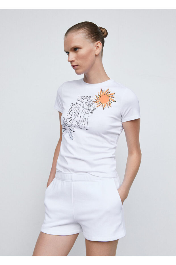 Beyaz Kadın Şort 57091179 - 5