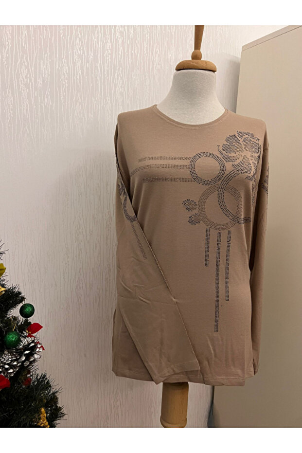 Anne Jersey Blouse with Stone Embellished and Stretch Fabric