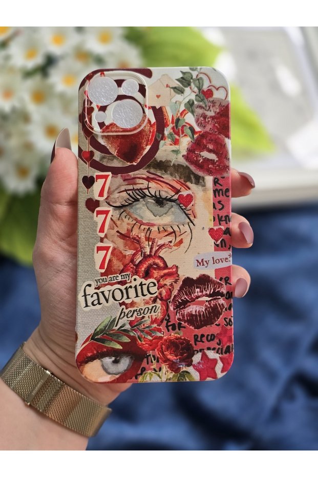 iPhone 15 Plus Compatible Red Aesthetic Design Transparent Phone Case