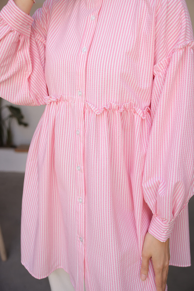 2029 Çizgili Gömlek Pembe - 3