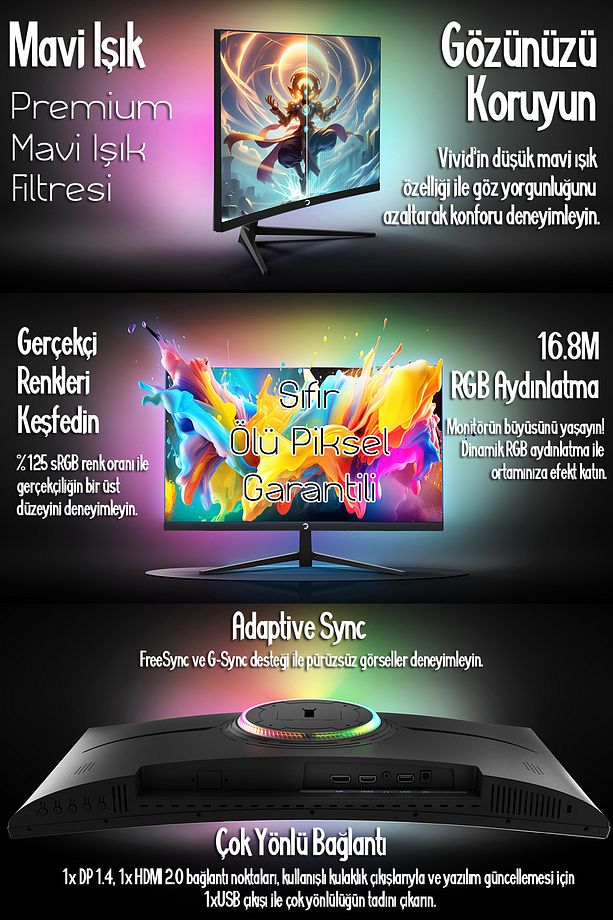 Proxima X9 i5 10400F 32GB DDR4 512GB NVMe M.2 SSD RTX3050 8GB 24" 180Hz Oyuncu Masaüstü Bilgisayarı - 4