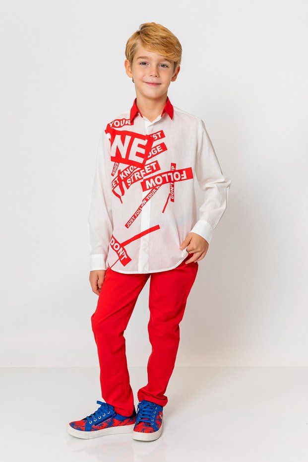 Boy's Text Printed Multicolored Shirt