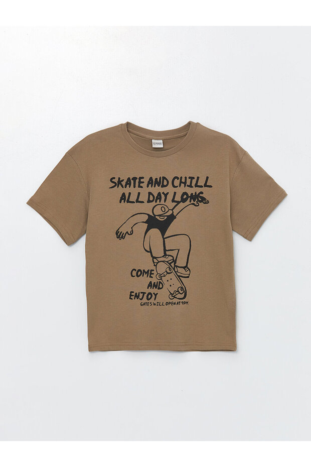 Crew Neck Printed Short Sleeve Boys' T-Shirt
