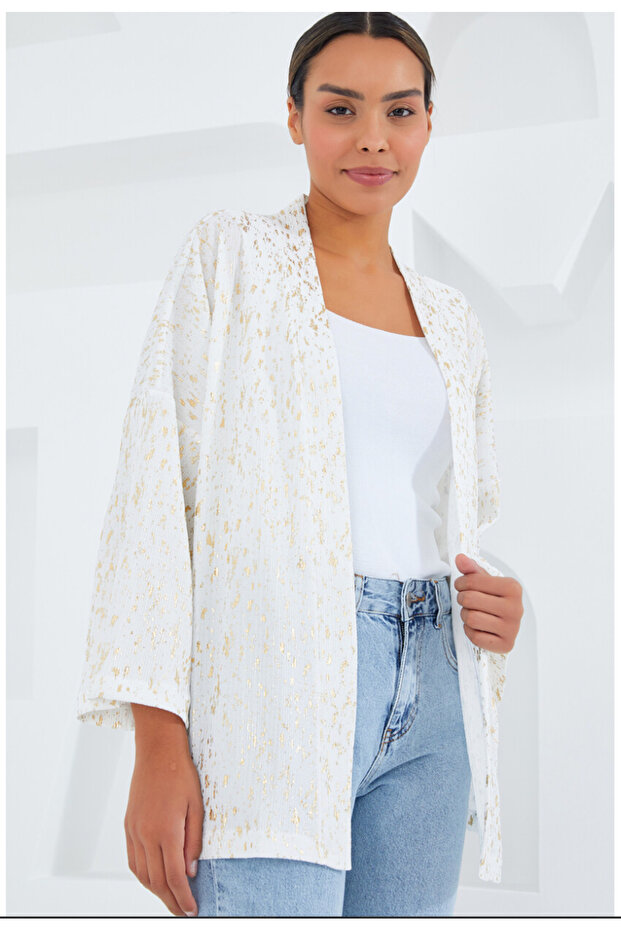 Kadın ekru varaklı ceket - 2