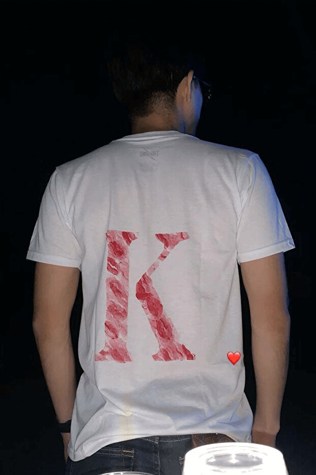 Letter K Kiss Kiss Design T-Shirt
