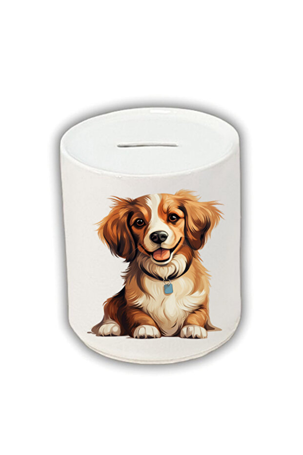 Cute Dog Printed Piggy Bank - Ceramic Coin Saving Piggy Bank
