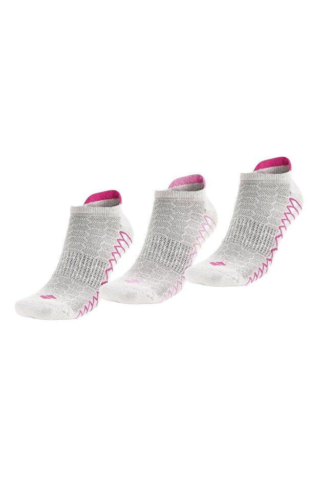 Odorless Running and Walking Women's 2 Color Mixed Booties Silver Socks - Pack of 3