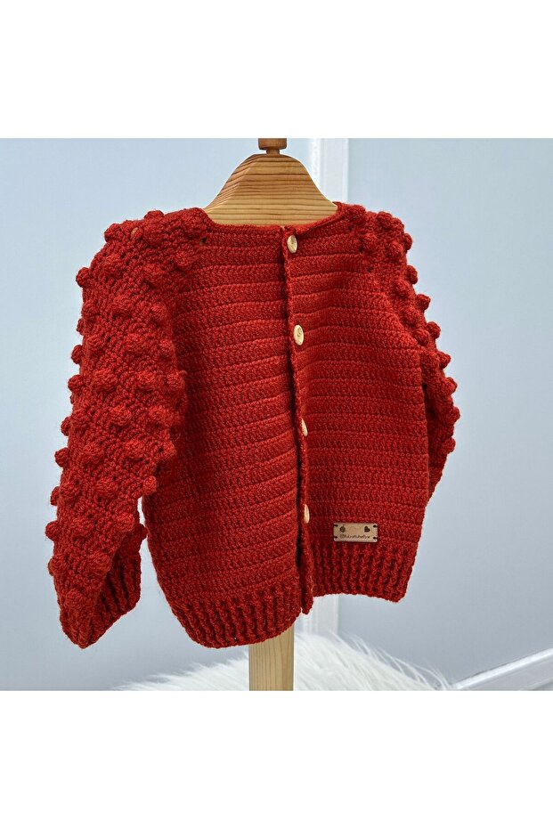 Hand Knitted Crochet Popcorn Model Woolen Baby Cardigan