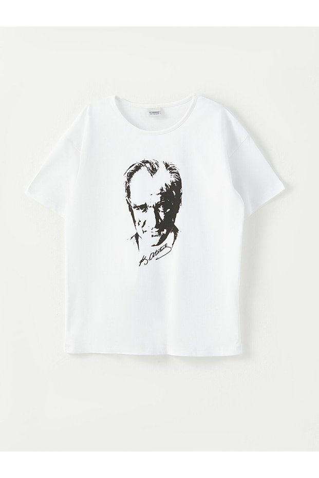 Crew Neck Ataturk Printed Short Sleeve Girls' T-Shirt