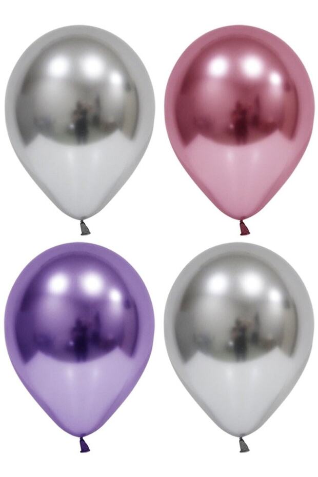 Star Silver-pink-blue Chrome Balloon 10 Pieces