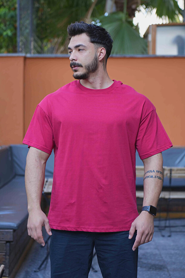 Düz Basic T-Shirt Bordo