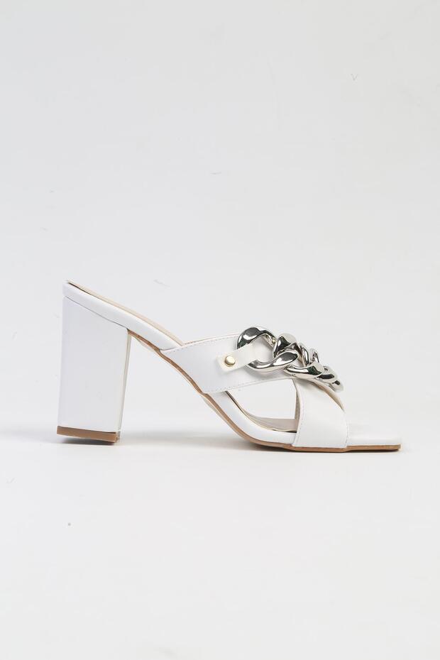 ® | Pc-53064- 3959 White-Women's Heeled Slippers
