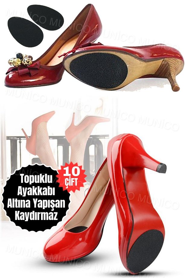 10 Çift Kaymaz Ayakkabı Pedi Alt Yapışkanlı Taban Yapışkanlı Koruyucu Kauçuk Etiket Topuklu Ayakkabı - 4