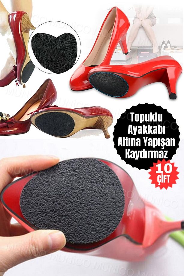 10 Çift Kaymaz Ayakkabı Pedi Alt Yapışkanlı Taban Yapışkanlı Koruyucu Kauçuk Etiket Topuklu Ayakkabı - 8