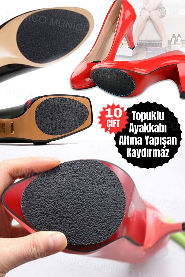 10 Çift Kaymaz Ayakkabı Pedi Alt Yapışkanlı Taban Yapışkanlı Koruyucu Kauçuk Etiket Topuklu Ayakkabı - 3