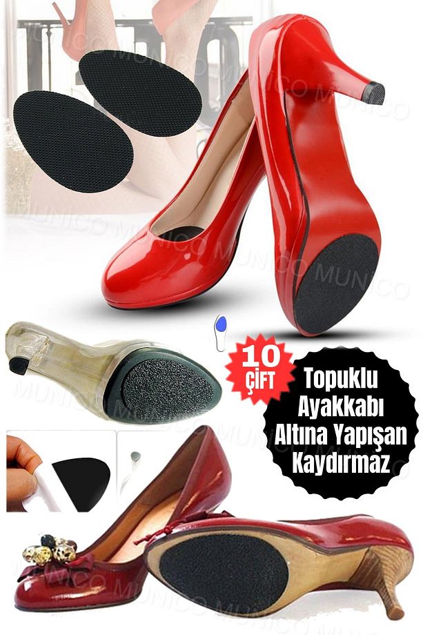 10 Çift Kaymaz Ayakkabı Pedi Alt Yapışkanlı Taban Yapışkanlı Koruyucu Kauçuk Etiket Topuklu Ayakkabı - 9