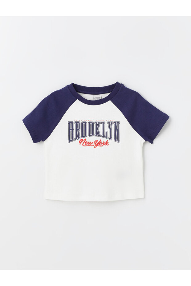 Crew Neck Printed Short Sleeve Girls' T-Shirt