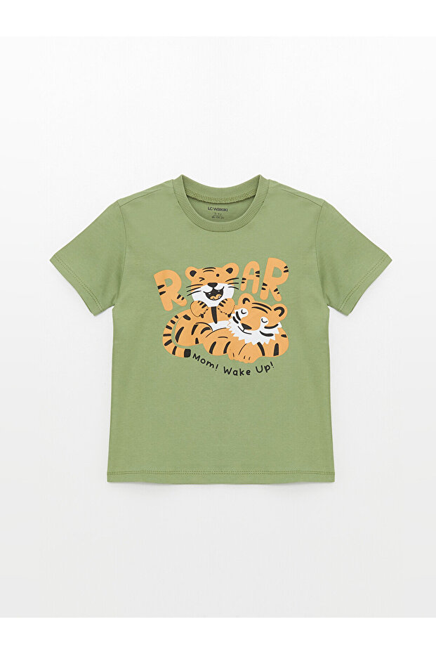 Crew Neck Short Sleeve Printed Baby Boy T-Shirt