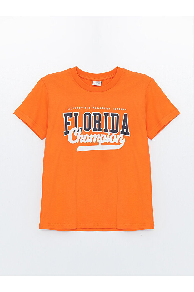 Crew Neck Printed Short-Sleeved Boys' T-Shirt