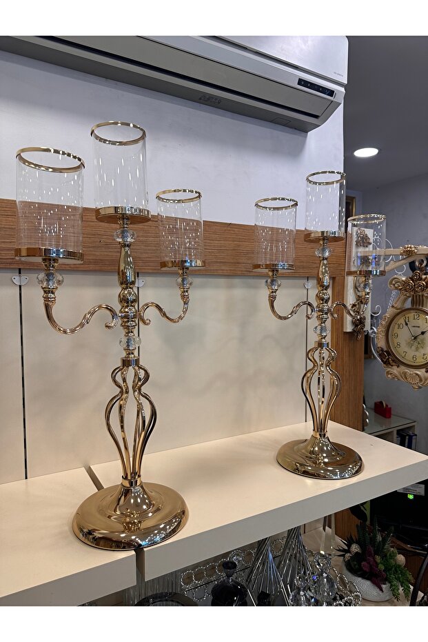 3-Kollu Metal Şamdan - 3