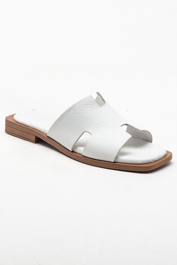 Kalven Women's Genuine Leather Slippers White