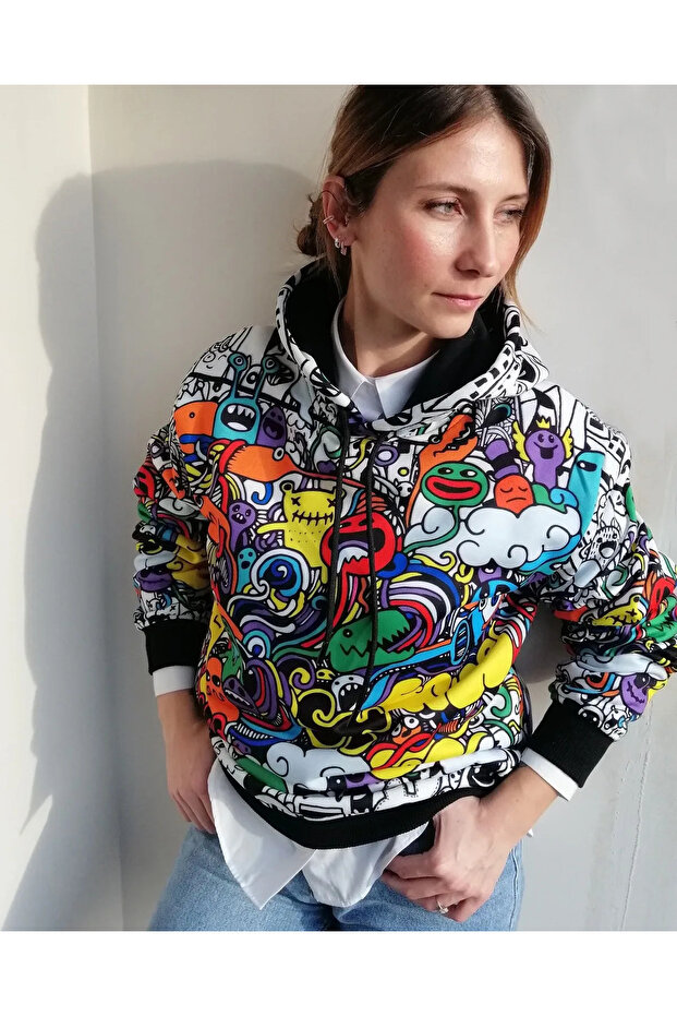 ART DESIGN CONNICHIWA SPECIAL LIMITED NUMBER DESIGN SWEATSHIRT UNISEX HUDI