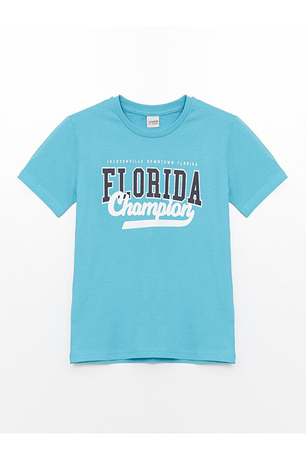 Crew Neck Printed Short Sleeve Boys' T-Shirt