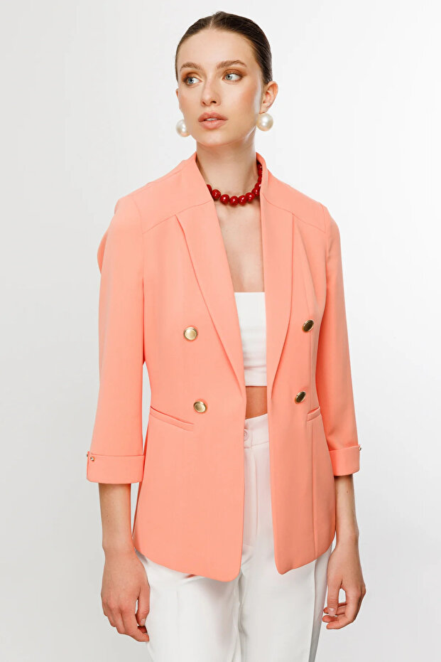 Çizgi Cep Duble Kol Ceket - 1