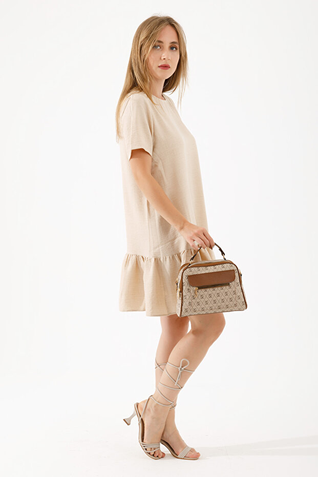 Patterned Crossbody Bag - Multi-Compartment - 4