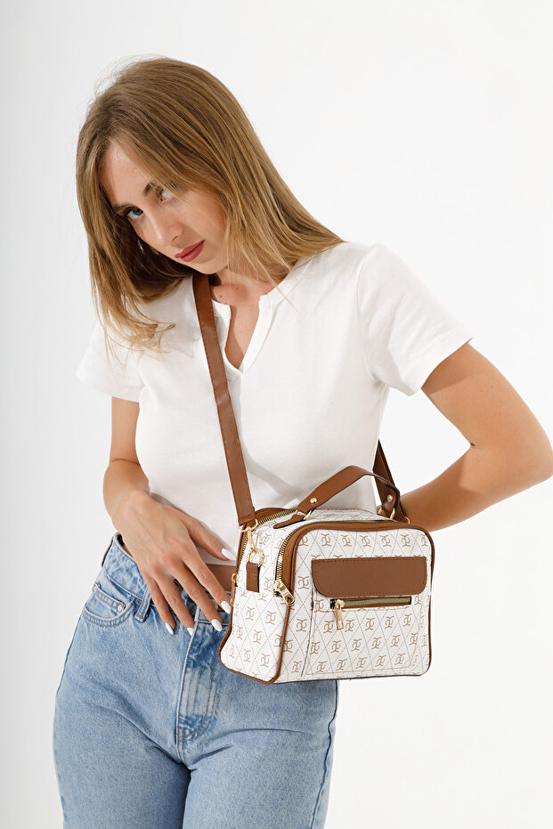 حقيبة كروس منقوشة لليد والكتف - متعددة الأقسام - 3