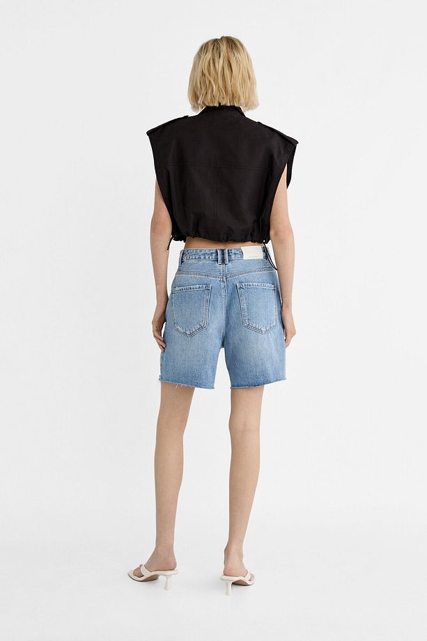 Uzun denim şort - 3