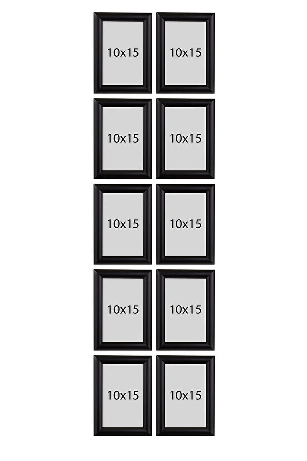 10 قطع من إطار صور مطاطي أسود مقاس 10 × 15 بوصة