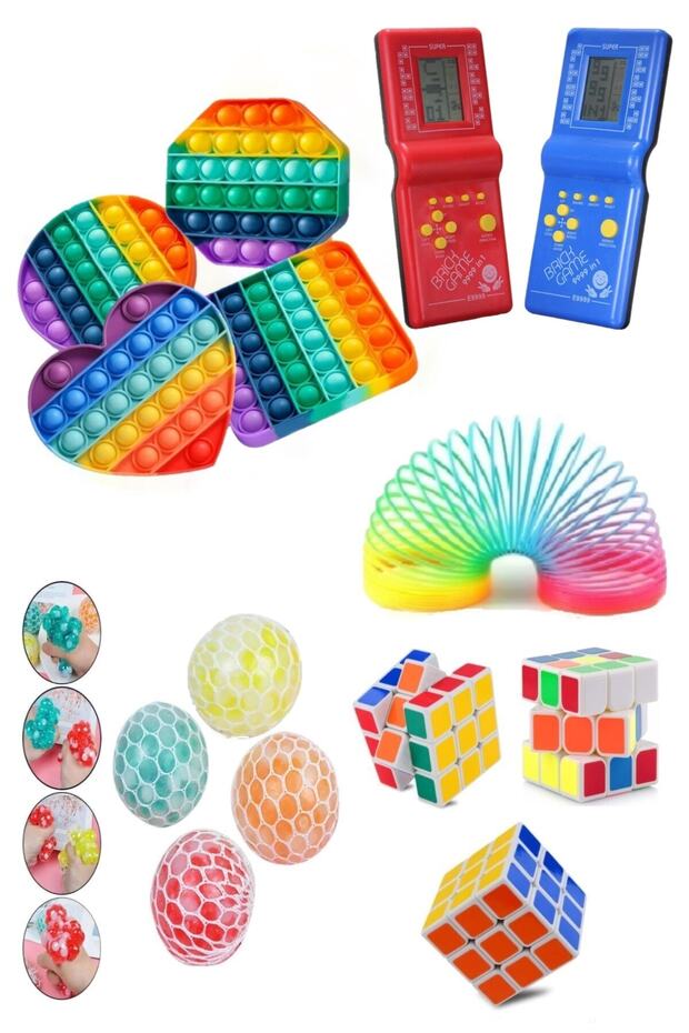 Stres Giderici Set 1 Popit 1 Zeka Küpü 1 Stres Yayı 1 Beyin Şekilli Stres Topu 1 Tetris Atari - 2