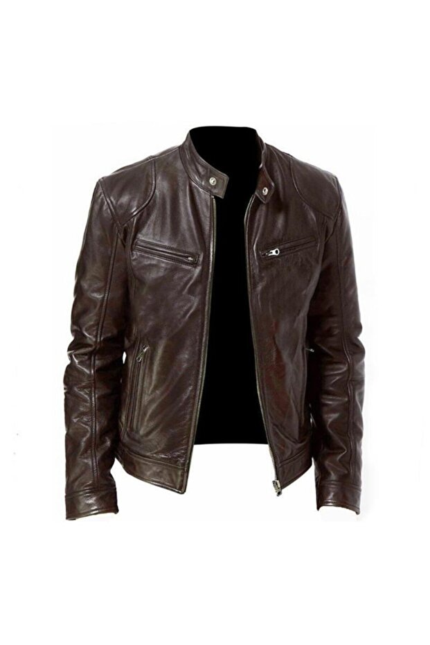 Men's Brown Judge Collar Genuine Leather
