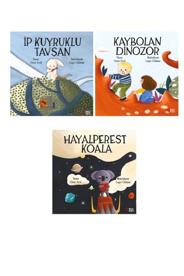 Onur Erol 3 Bookcase Set / Ip Kuyruklu Tavşan + Kaybolan Dinozor + Hayalperest Koala