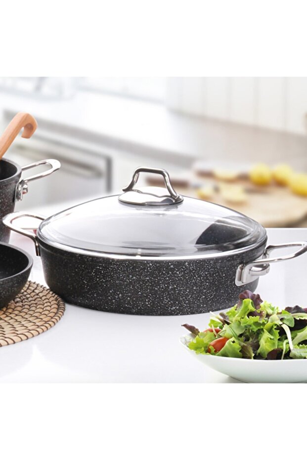 Black Line 26cm Granit Tek Basık Tencere - 2