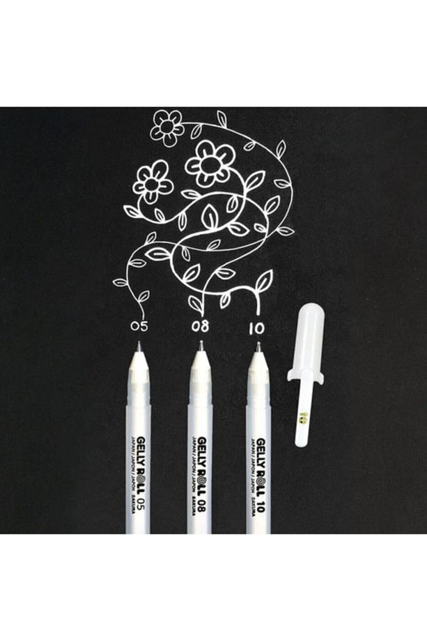 Gelly Roll Basic White 08 Medium Beyaz Jel Mürekkepli Kalem 0,4mm - 3