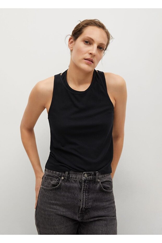 Kadın Siyah Çift Yakalı Üst - 1