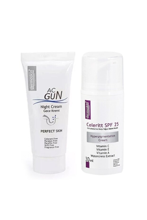 Acgun Night Cream + Celeritt SPF 25 Skincare Set for Uneven Skin