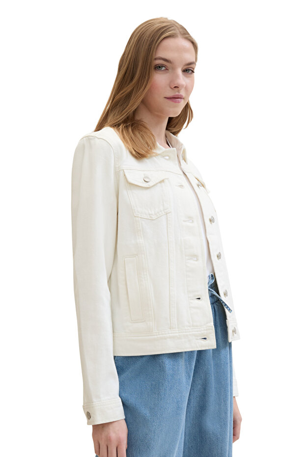 ecru denim jacket - 1