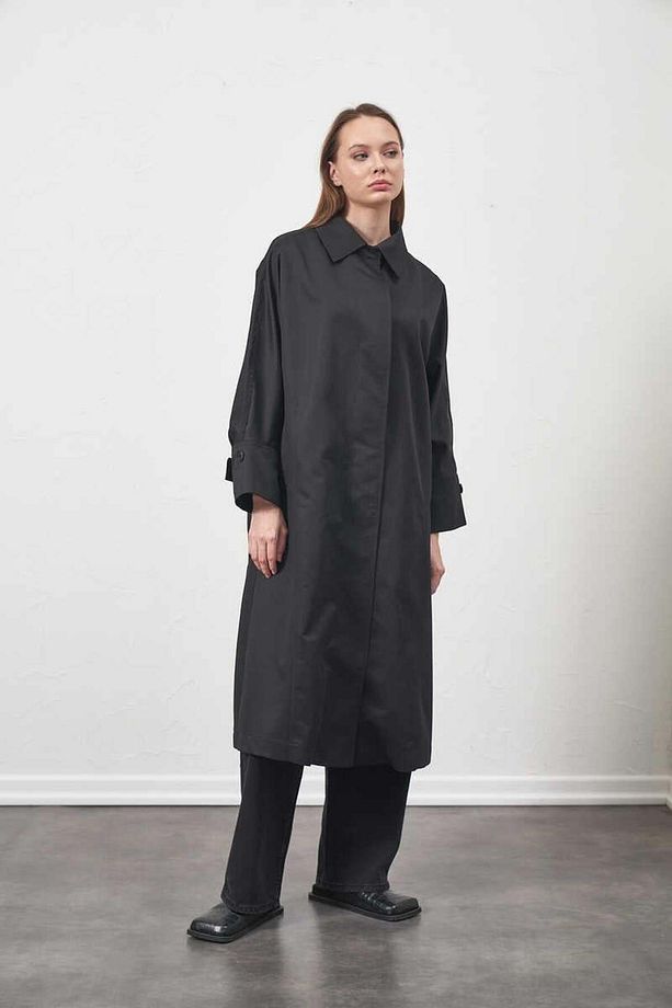 Oversize Trenchcoat Ceket Siyah - 8