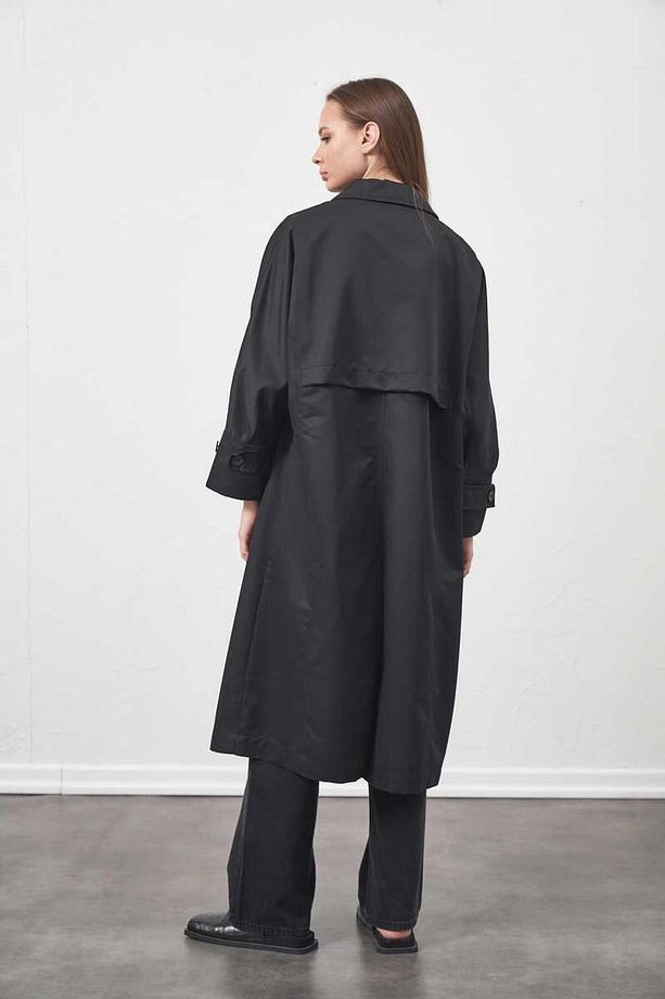Oversize Trenchcoat Ceket Siyah - 7