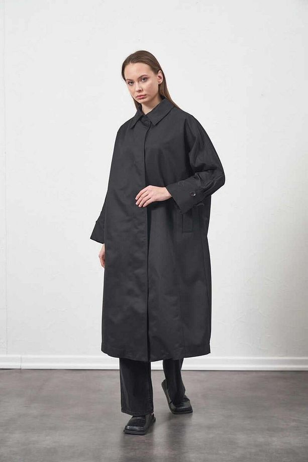 Oversize Trenchcoat Ceket Siyah - 3