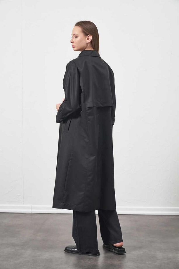 Oversize Trenchcoat Ceket Siyah - 6