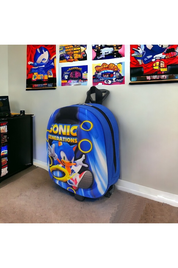 Shopiolog Sonic Generations Anaokulu Kreş Çocuk Valiz Sırt Çantası Çekçekli Sonic Tekerlekli