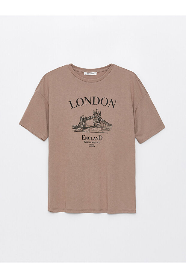 Women's - Crew Neck Printed Short Sleeve T-Shirt