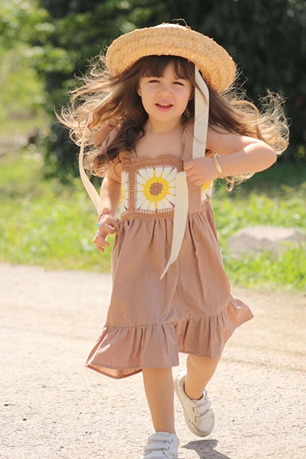GIRL COTTON EMBROIDERED EXTRACT DRESS