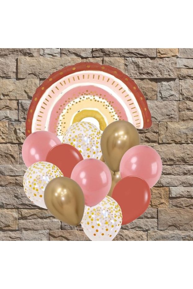 Boho Rainbow Balloon Set Rainbow Concept Balloon Bouquet Bohemian Birthday Balloon Set