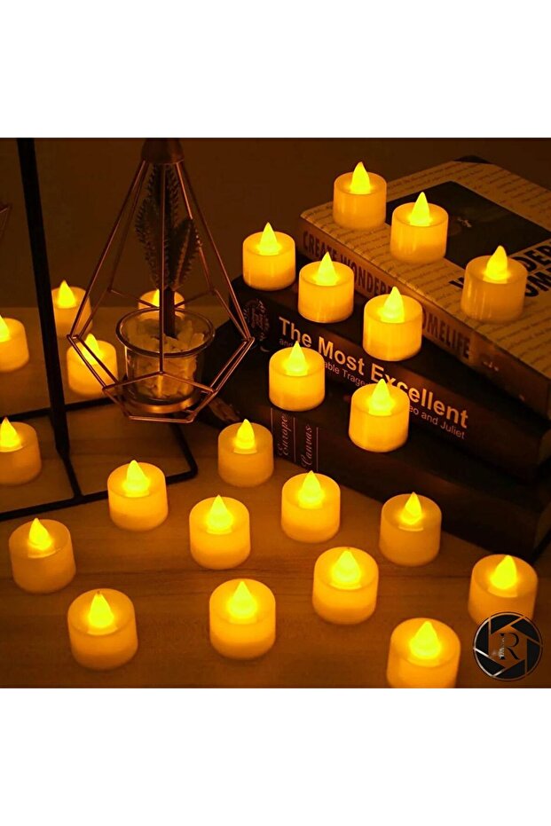 Ledli Mum Tealight Işıklı Dumansız Alevli Sarı Led Mum Pilli 1 Adet Pil Dahil - 3